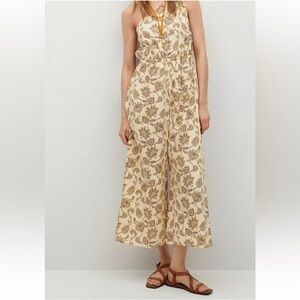 Mango NWT wideleg one shoulder paisley boho Jumpsuit Woman’s Small